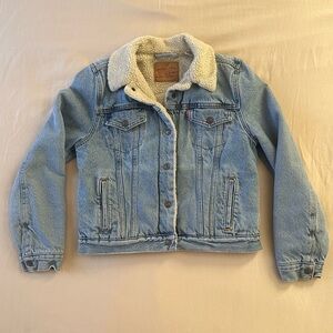 Levi's Light Blue Denim Jacket with Cream Sherpa Collar